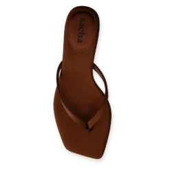 Bruine satijnen slippers met hak