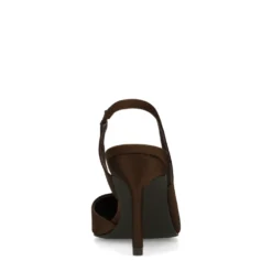 Bruine slingback pumps met goudkleurig detail