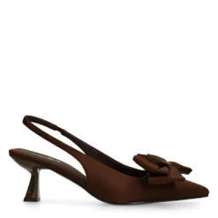 Bruine slingback pumps met strik