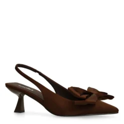 Bruine slingback pumps met strik