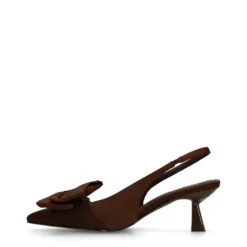 Bruine slingback pumps met strik