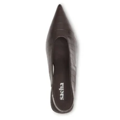Bruine slingbacks met croco print