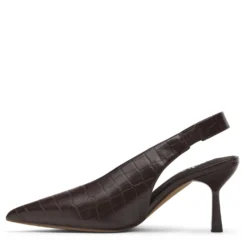 Bruine slingbacks met croco print