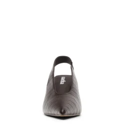 Bruine slingbacks met croco print
