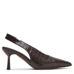 Bruine slingbacks met croco print
