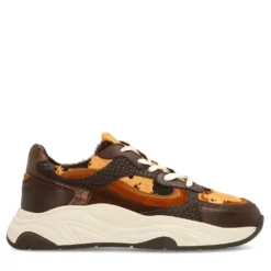 Bruine sneakers met cow print
