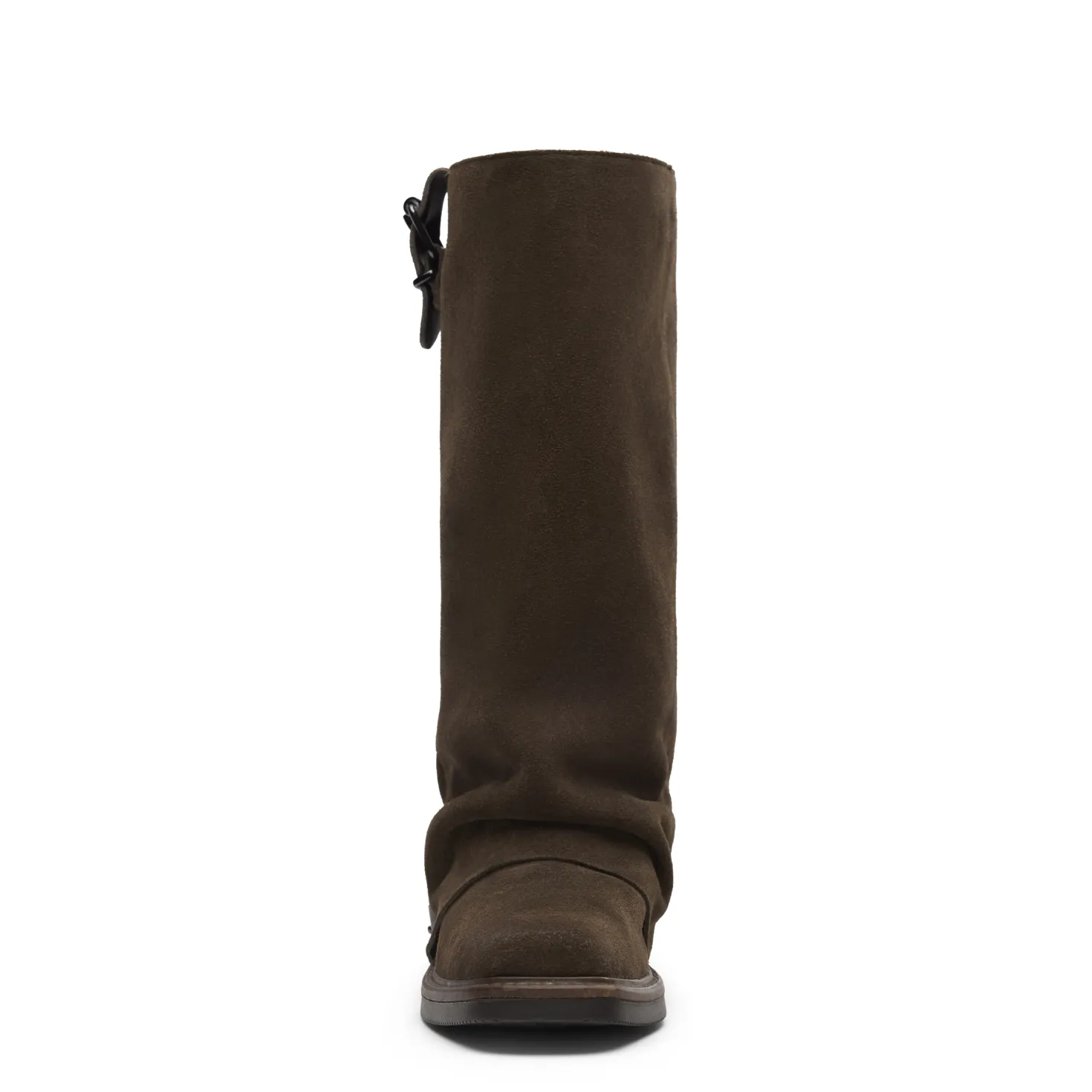 Bruine suède biker boots met flap