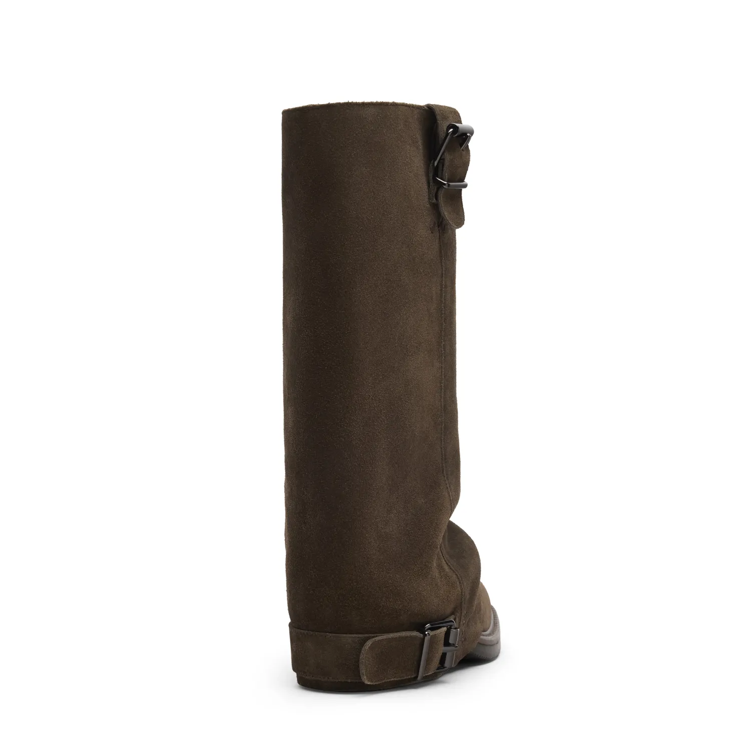 Bruine suède biker boots met flap