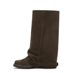 Bruine suède biker boots met flap