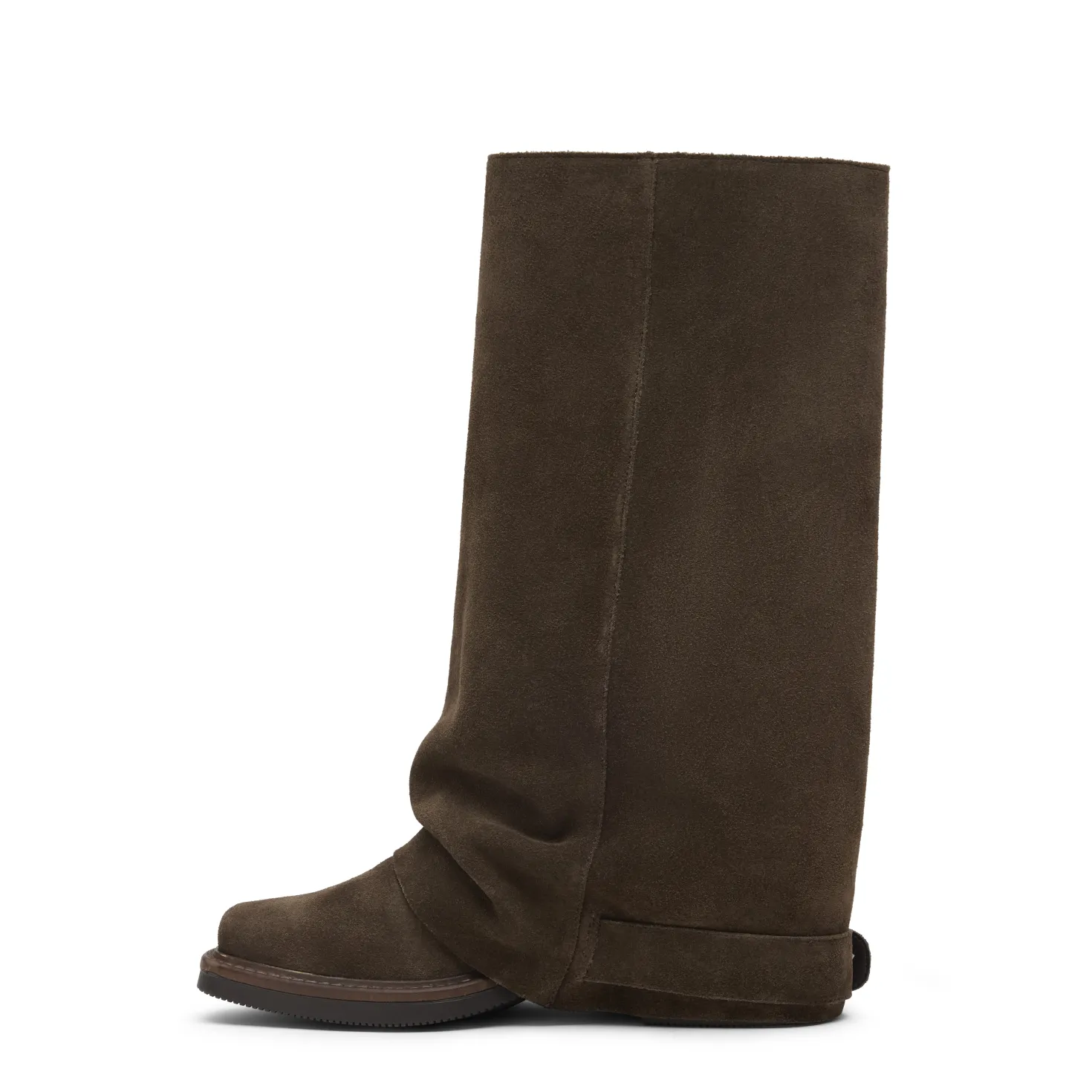 Bruine suède biker boots met flap