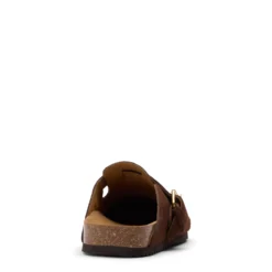Bruine suède clogs met gesp