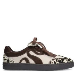 Bruine suède cow print sneakers