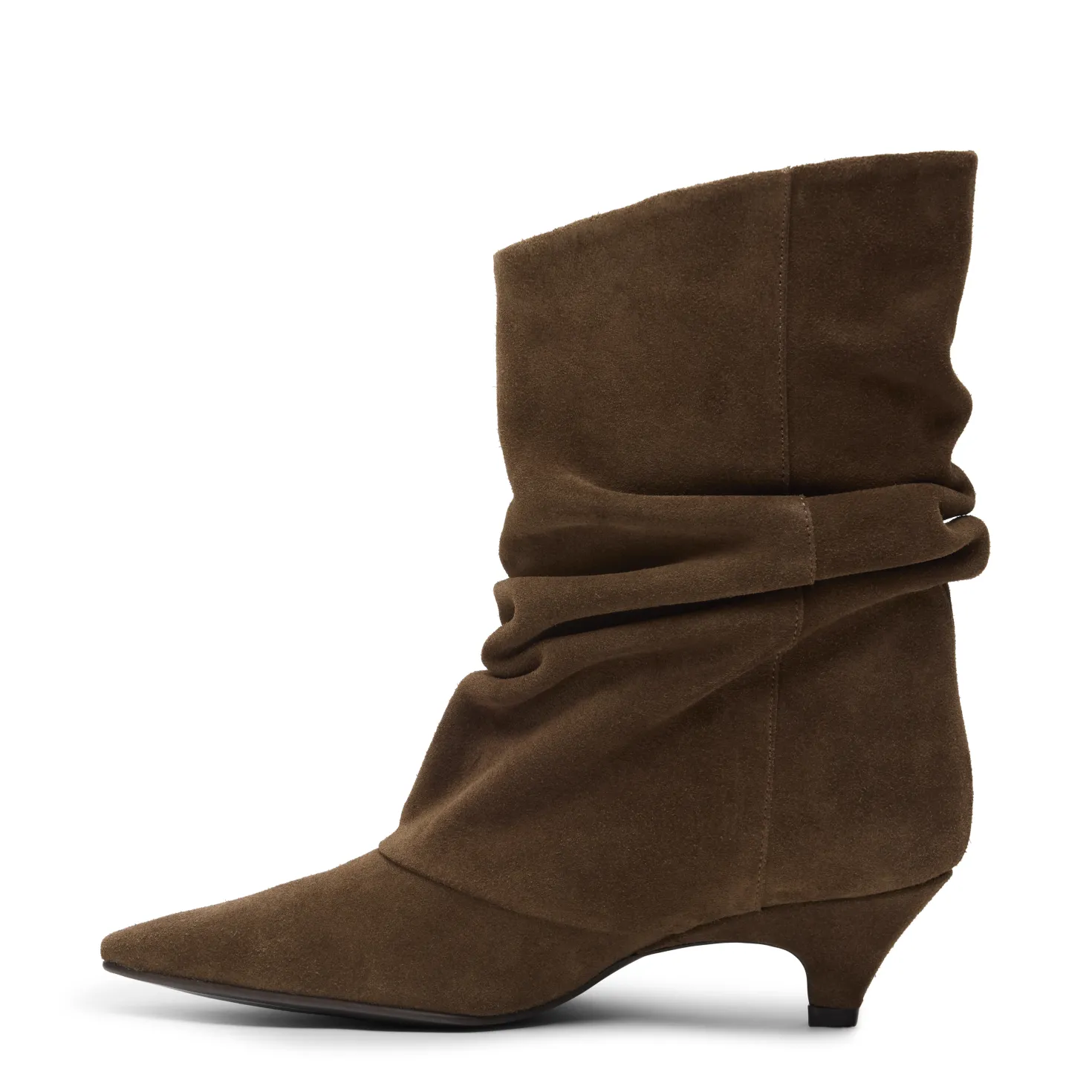Bruine suède slouchy enkellaarsjes met hak
