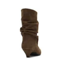 Bruine suède slouchy enkellaarsjes met hak