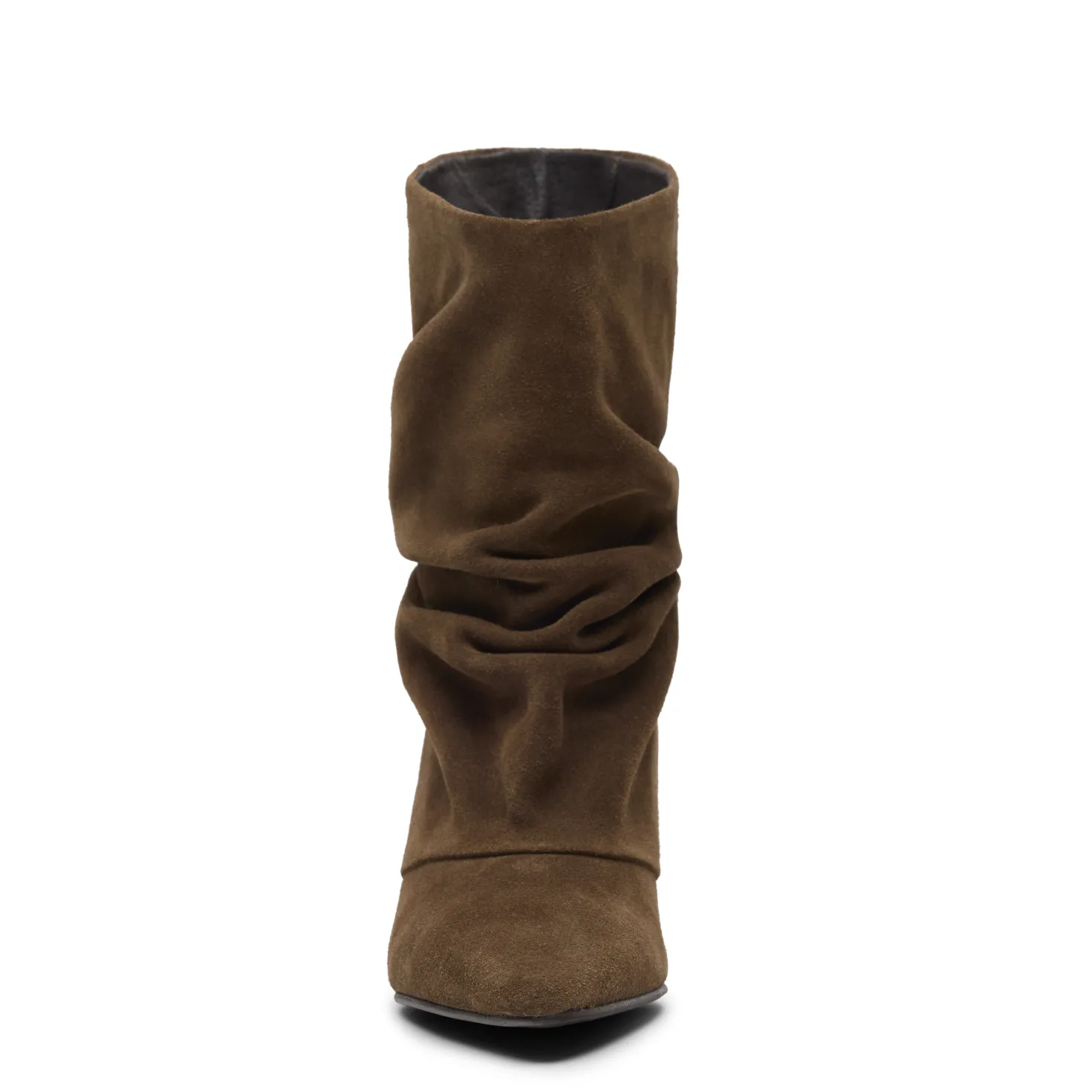 Bruine suède slouchy enkellaarsjes met hak