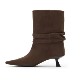 Bruine suède slouchy enkellaarsjes met hak