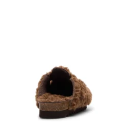 Bruine teddy clogs met gesp