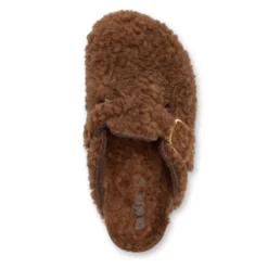 Bruine teddy clogs met gesp