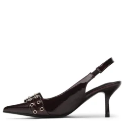 Burgundy buckle slingbacks