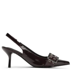 Burgundy buckle slingbacks