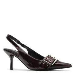 Burgundy buckle slingbacks