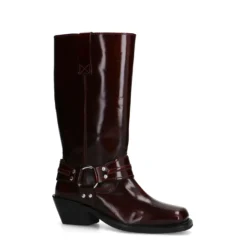 Burgundy leren biker boots