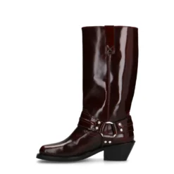 Burgundy leren biker boots