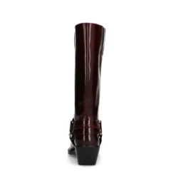 Burgundy leren biker boots