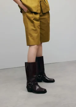 Burgundy leren biker boots
