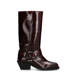 Burgundy leren biker boots