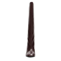Burgundy leren hoge laarzen met hak