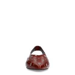 Burgundy leren slingbacks met zilverkleurige studs