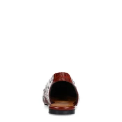 Burgundy leren slingbacks met zilverkleurige studs