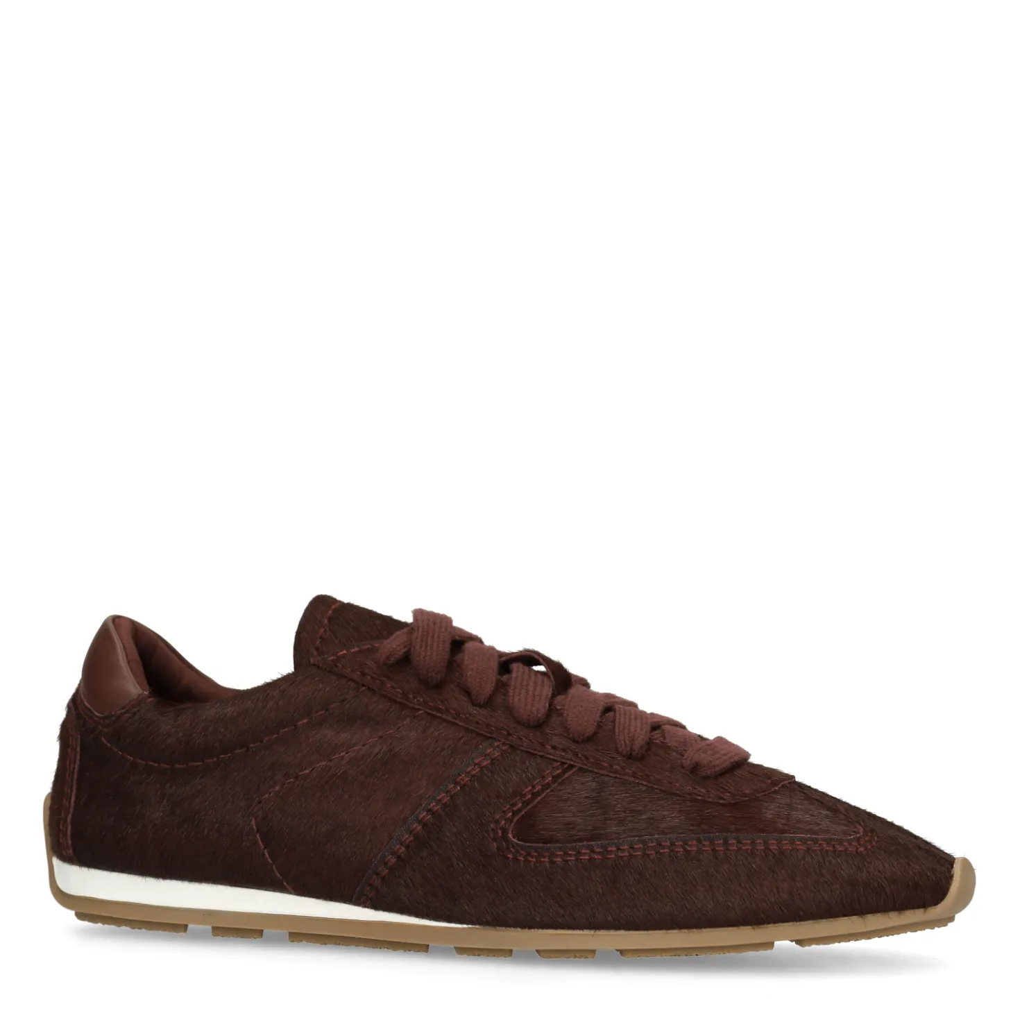 Burgundy pony hair sneakers