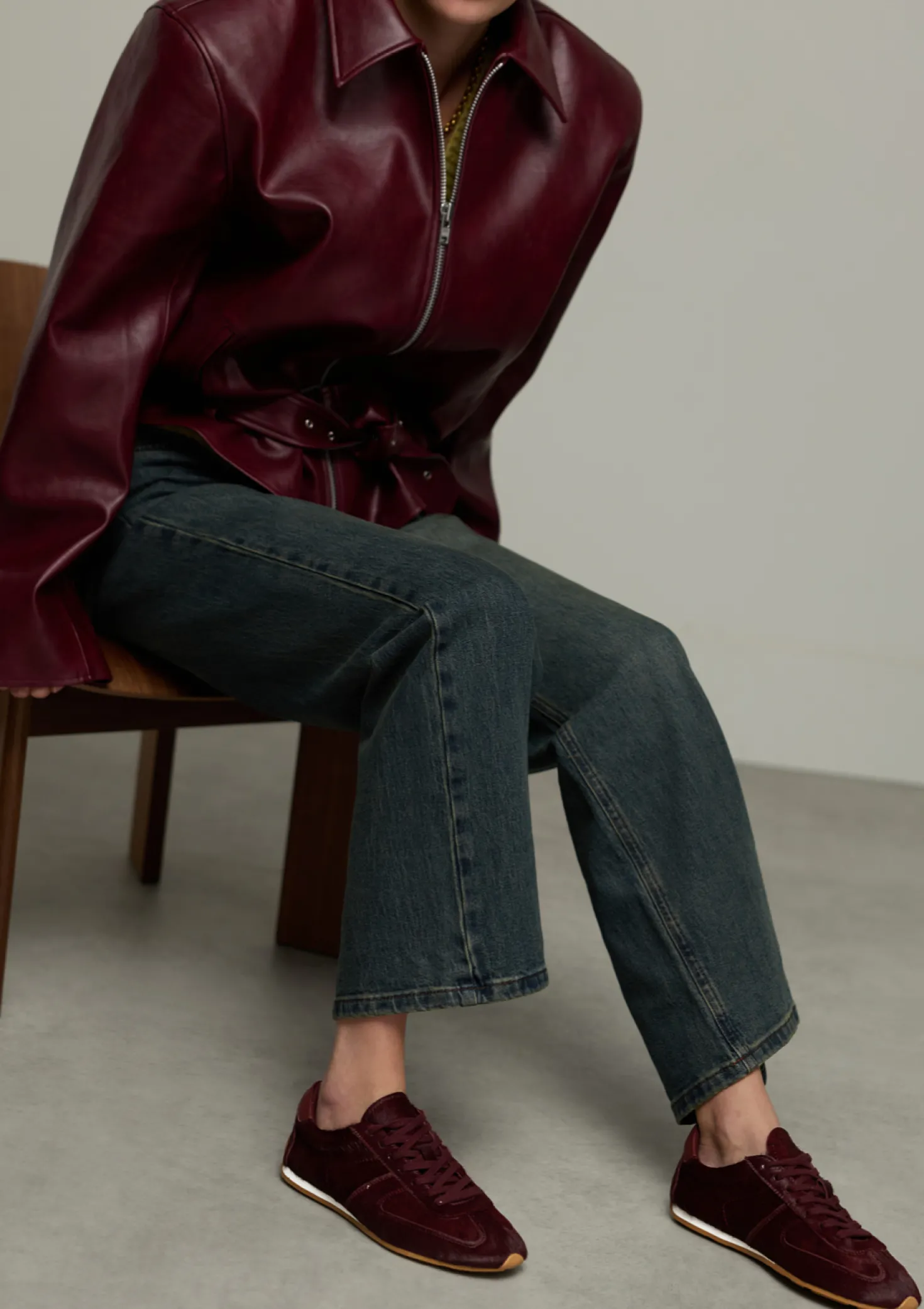 Burgundy pony hair sneakers