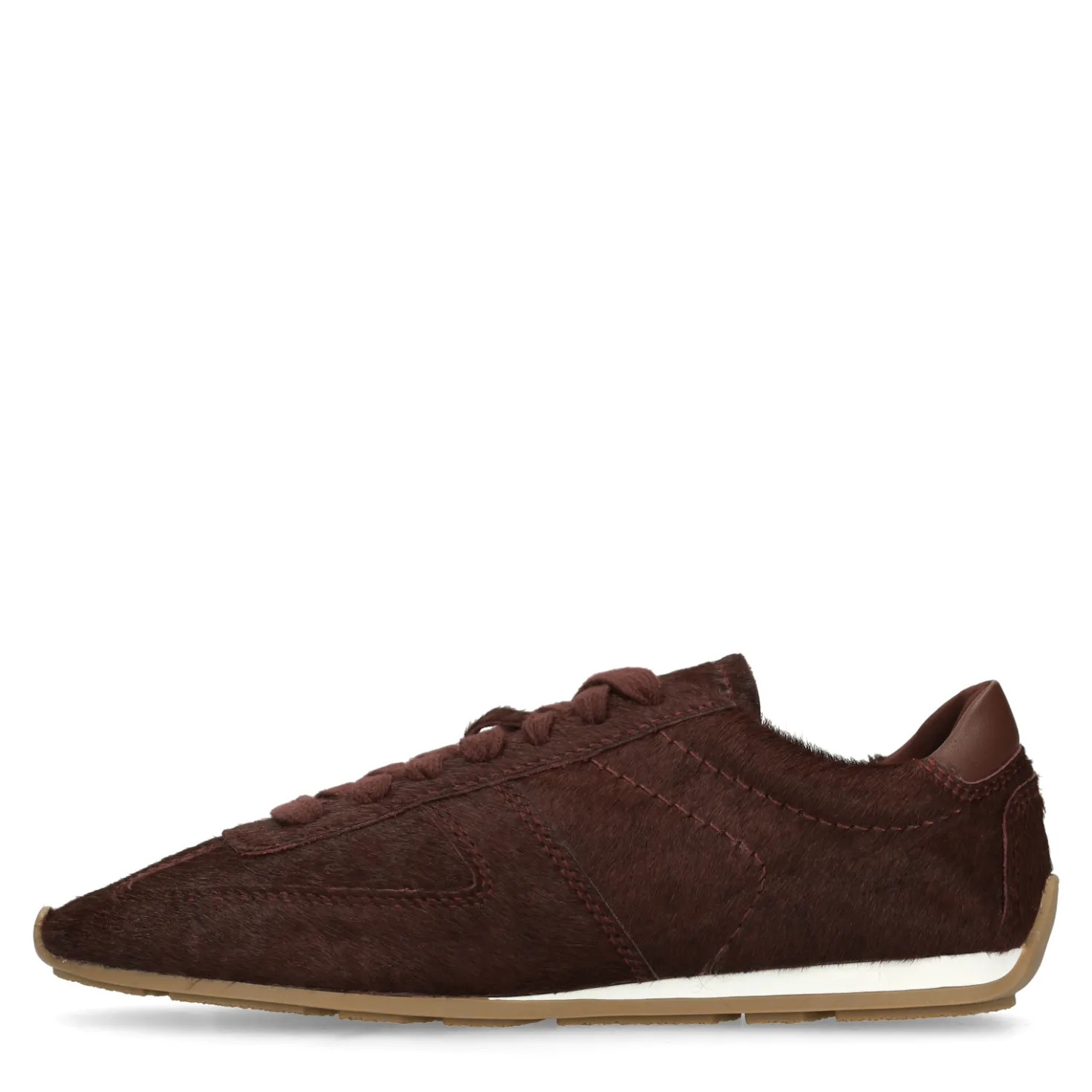 Burgundy pony hair sneakers