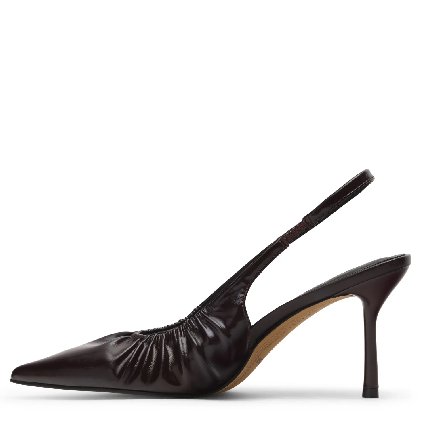 Burgundy slingback pump met rimpel effect