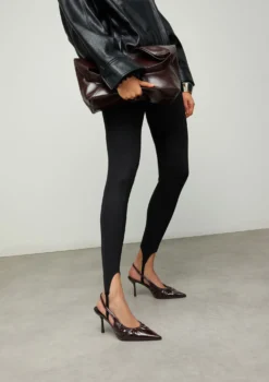 Burgundy slingback pump met rimpel effect