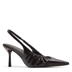 Burgundy slingback pump met rimpel effect