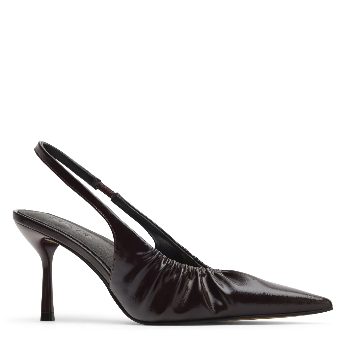 Burgundy slingback pump met rimpel effect