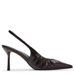Burgundy slingback pump met rimpel effect