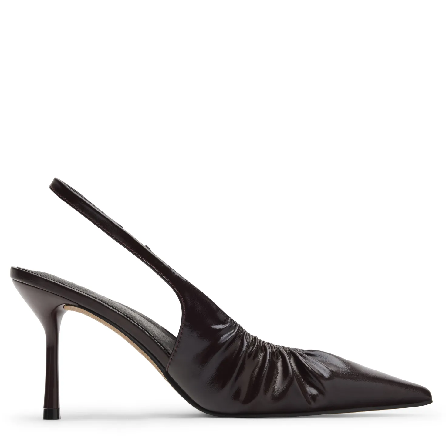 Burgundy slingback pump met rimpel effect