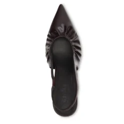 Burgundy slingback pump met rimpel effect