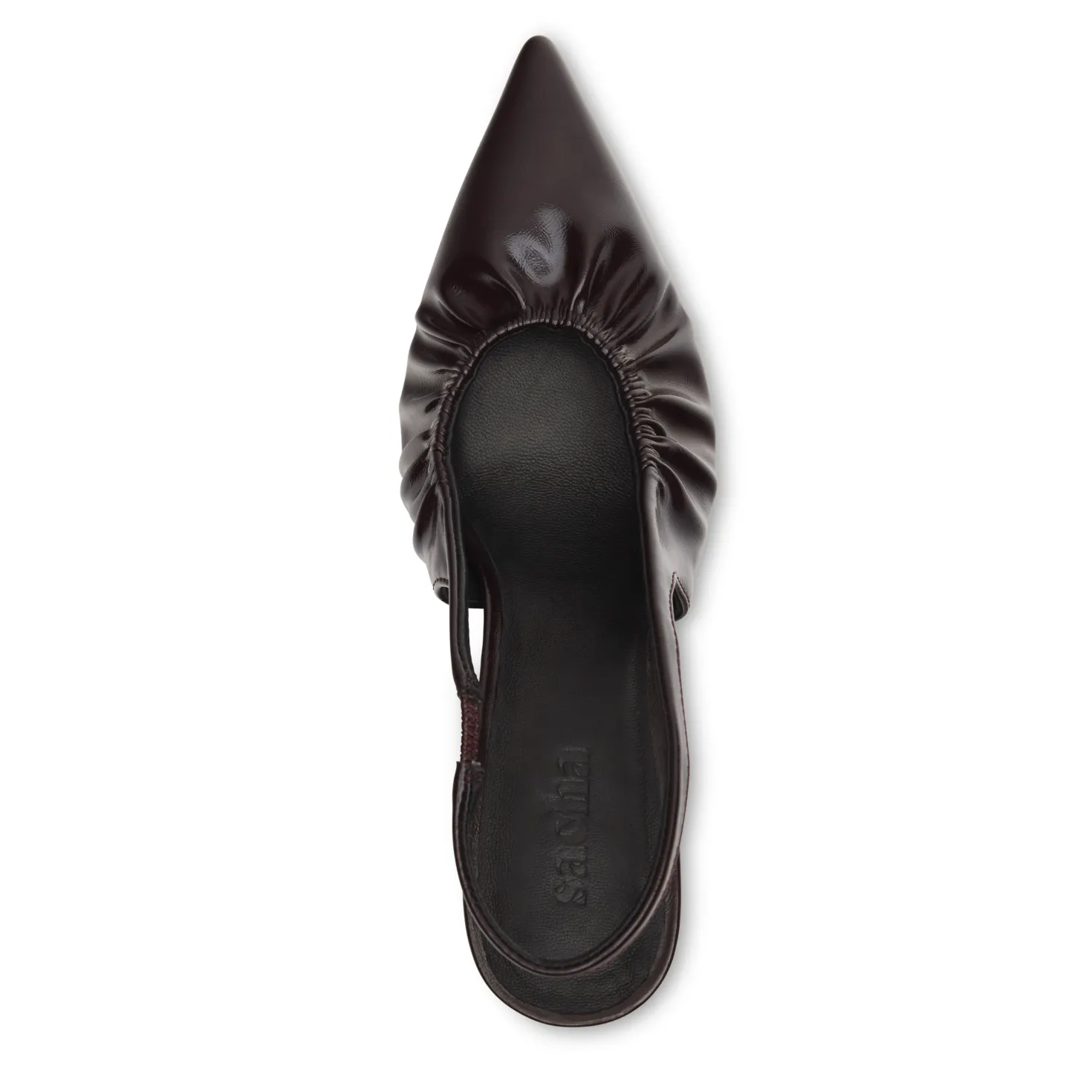 Burgundy slingback pump met rimpel effect