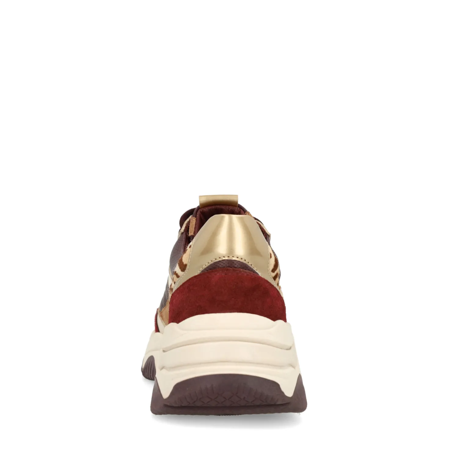 Burgundy sneakers met leopard details