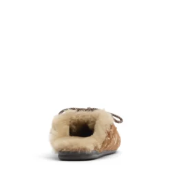 Cognac bambi print muiltjes met wol
