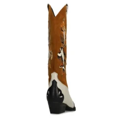 Cognac leren cowboylaarzen met sierstiksels