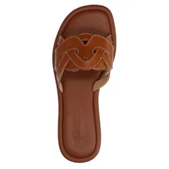 Cognac leren slippers