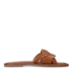 Cognac leren slippers