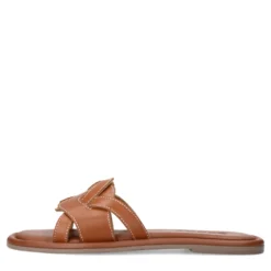 Cognac leren slippers